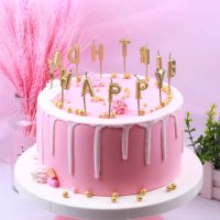 Happy Birthday честит Рожден ден букви розови сребристи златисти свещи за торта Рожден ден, снимка 7 - Други - 25898014