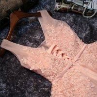 Елегантна розова рокля с дантела, снимка 4 - Рокли - 39457479