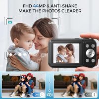 Нова 44MP FHD 1080P Цифрова Камера Компактна, 16X Увеличение, снимка 5 - Фотоапарати - 43514848