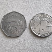 Монети. Карибски басеин. Барбадос. 1 долар  и 0.25 цента. 2 бр., снимка 1 - Нумизматика и бонистика - 40774667