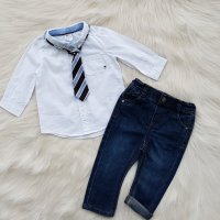 Детски официален комплект 6-9 месеца дънки риза и вратовръзка, снимка 12 - Комплекти за бебе - 40774830
