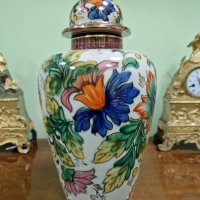 Красива антикварна белгийска порцеланова урна купа ваза H.BEQUET , снимка 4 - Вази - 43762674