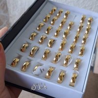класически брачни халки от медицинска стомана с 18к златно покритие , снимка 3 - Пръстени - 44036411