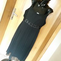 Черна дълга рокля плисе с мъниста под бюста ХЛ, снимка 1 - Рокли - 32855809