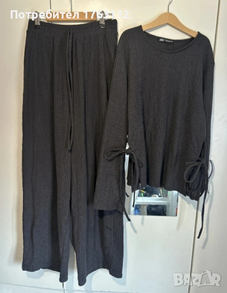 Зара дамски сет, панталон М размер, блуза С, нов, снимка 1