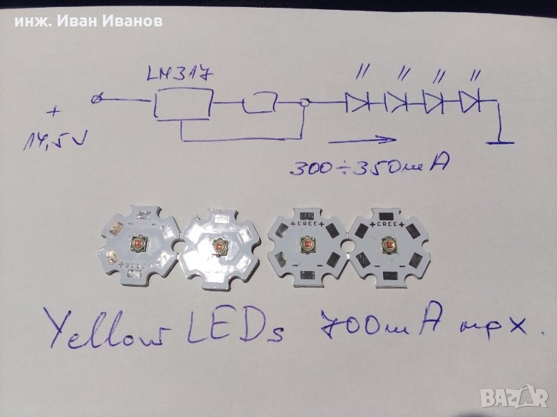 Жълти светодиоди 3W (700mA maximum) за мигачи на автомобилите внасяни от САЩ и Канада, снимка 1
