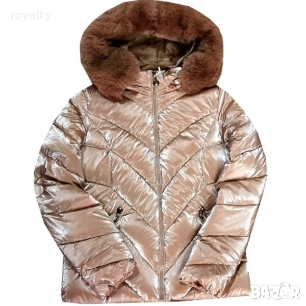 Зимно дамско яке с пухена качулка , снимка 1