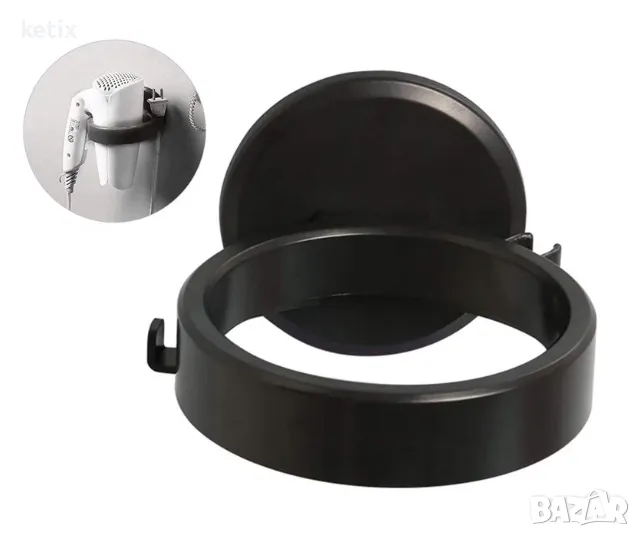 Комплект от 2 стенни поставки за сешоар, ABS, черни, снимка 1