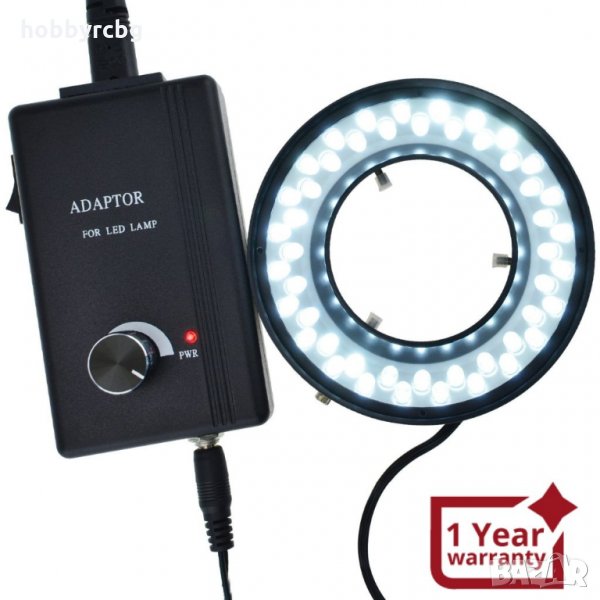 Пръстеновидна LED лампа с 48 крушки за микроскопи и камери (60 мм максимален диаметър), снимка 1