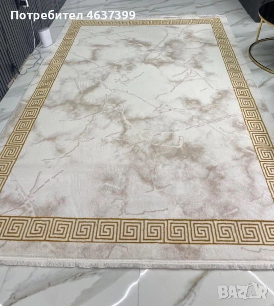Килим златисто и бяло, снимка 1