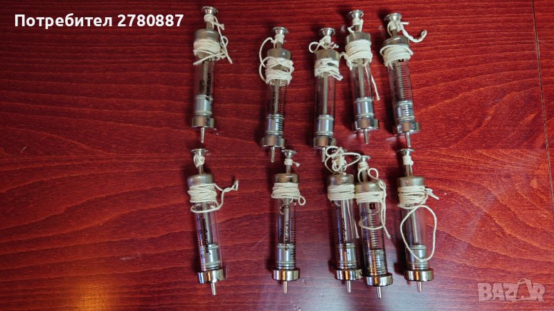 Ретро немски стъклени медицински спринцовки JENAER 5 ml,ГДР. 7 броя, снимка 1