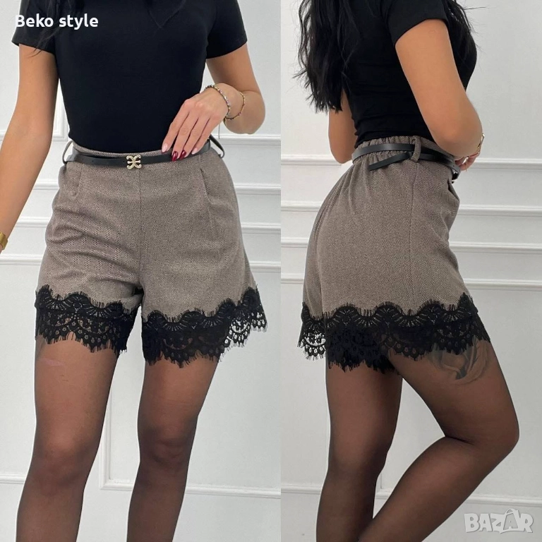 Дамски къси панталони с дантела, снимка 1