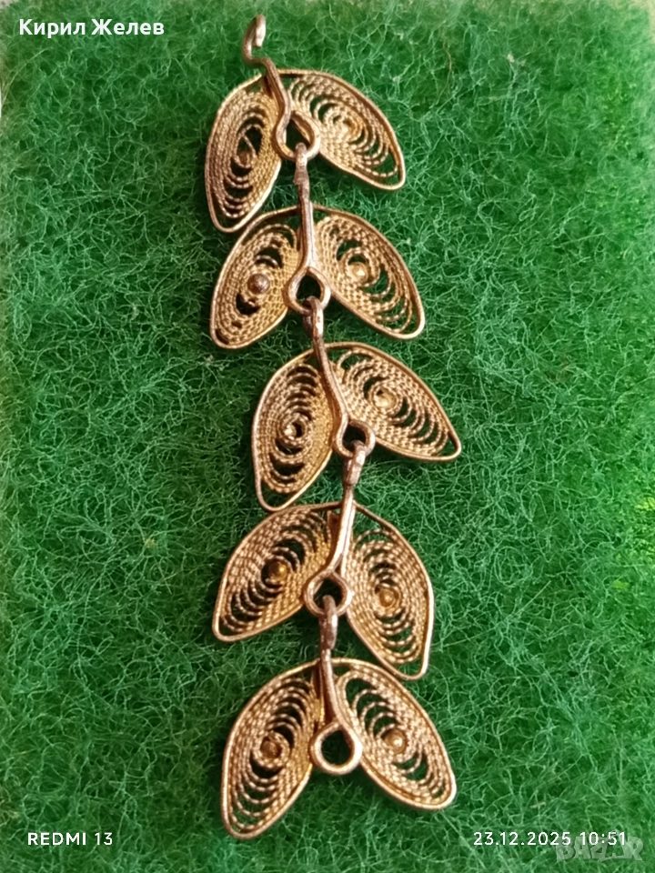 Част от сребърен накит филигранна изработка Възрожденски стил 43290, снимка 1