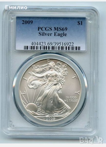 USA 🇺🇸 ONE SILVER DOLLAR 2009 PCGS MS 69, снимка 1