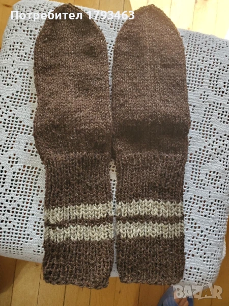 Ръчно плетени мъжки чорапи от вълна' размер 43, снимка 1