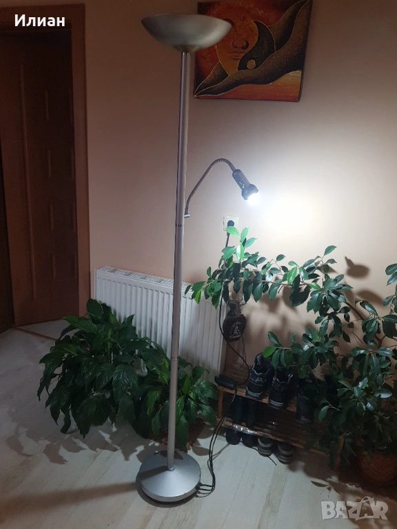 Класическа подова лампа, със лампа за четене, снимка 1