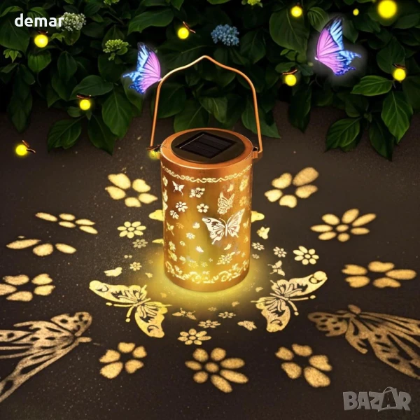 RICHIE соларен LED фенер с пеперуди, водоустойчив, снимка 1