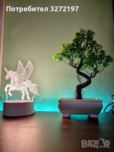 Декоративен изкуствен бонсай в саксия, Зелен, снимка 1