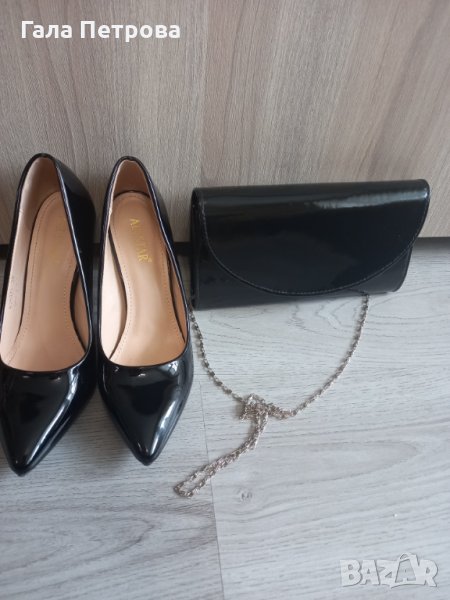 Дамски комплект обувки и чанта лак, снимка 1