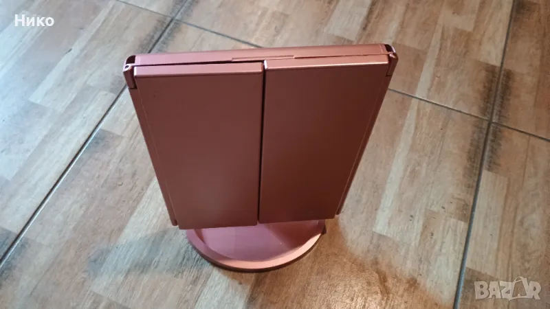 Козметично огледало с LED осветление, Розово, снимка 1