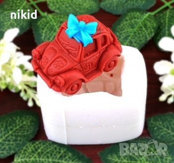 3D Кола Автомобил с панделка силиконов молд форма калъп фондан гипс сапун украса декор , снимка 1