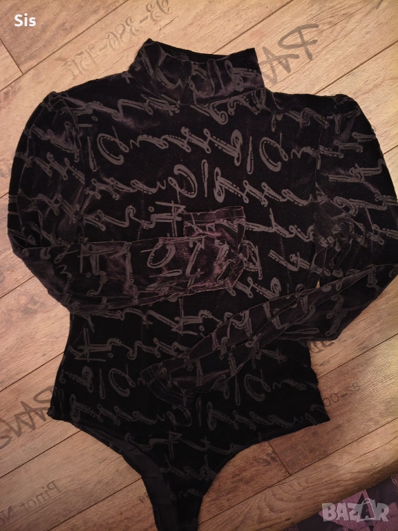 Дамско черно боди с надписи -Guess, снимка 1