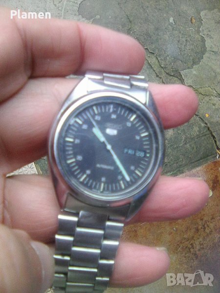 Механичен часовник Сейко - 5 с черен циферблат, снимка 1
