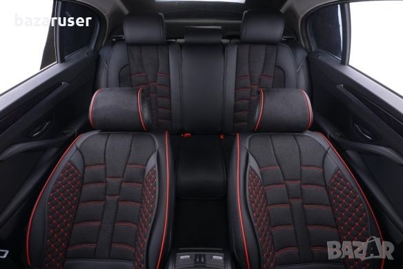 К-т Черна Текстилна Тапицерия(Калъфи за Седалки) Подходящ за всички автомобили, снимка 1