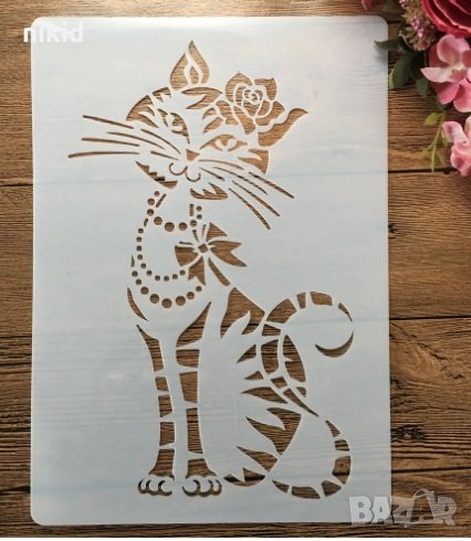 Сиамска Котка шаблон стенсил спрей за торта Scrapbooking, снимка 1
