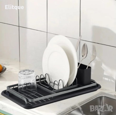 Сушилник за съдове Luigi Ferrero  42x23x12cm, черен, снимка 6 - Други стоки за дома - 52832332