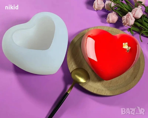3d  Среден размер сърце заоблено за десерти мус шоколад свещ гипс сапун декор