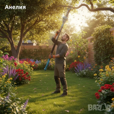 Комплект 3 в 1 от акумулаторна лозарска ножица, акумулаторен мини верижен трион и телескопичен прът, снимка 4 - Други инструменти - 53342419