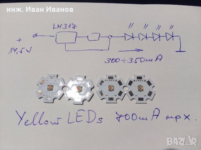 Жълти светодиоди 3W (700mA maximum) за мигачи на автомобилите внасяни от САЩ и Канада, снимка 1