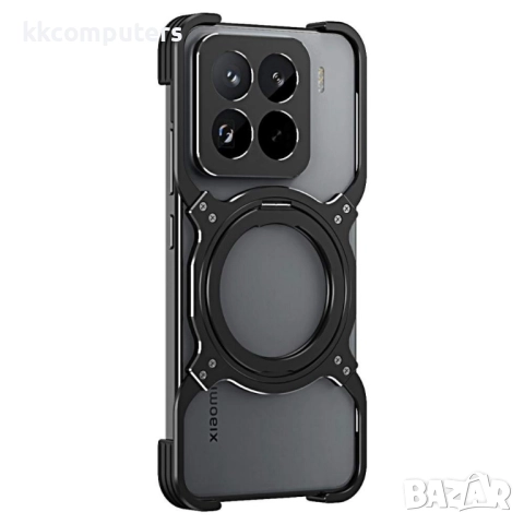 Xiaomi 15 Pro Удароустойчив Метален Калъф със Стойка MagSafe + Скрийн Протектор – Черен, Червен, Лил, снимка 3 - Калъфи, кейсове - 51499228