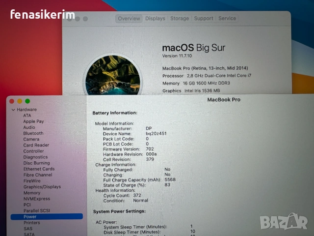 13.3' Retina Core i7 Apple MacBook Pro Mid 2014 16GB RAM/256GB SSD/Бат 6ч, снимка 7 - Лаптопи за работа - 53132332