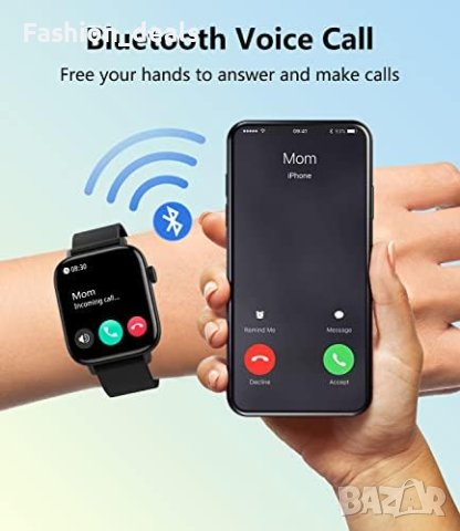 Нов Bluetooth Смарт часовник за Мъже Жени, 1.9 инча Водоустойчив, снимка 2 - Смарт гривни - 42959557