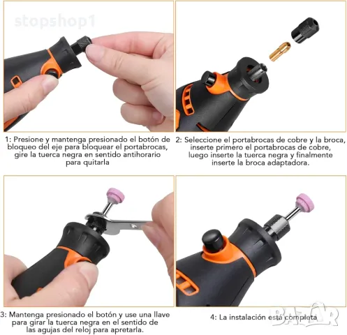 Мултифункционален инструмент Vastar, въртящ се инструмент, 6-скоростна настройка, 8 000-35 000 RPM, , снимка 4 - Куфари с инструменти - 48848889