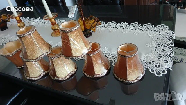 Текстилни, чашки , шапки за абажур, полилей, нощна лампа или лампион. , снимка 8 - Полилеи - 51249497