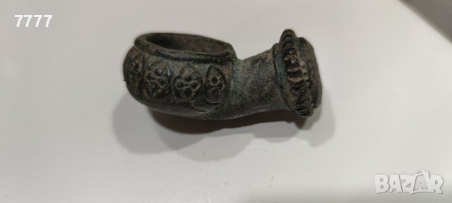 Старинна османска бронзова лула за опиум - тютюн 