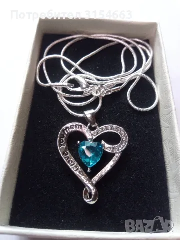 Сребърно колие с кристали , снимка 5 - Колиета, медальони, синджири - 50178822