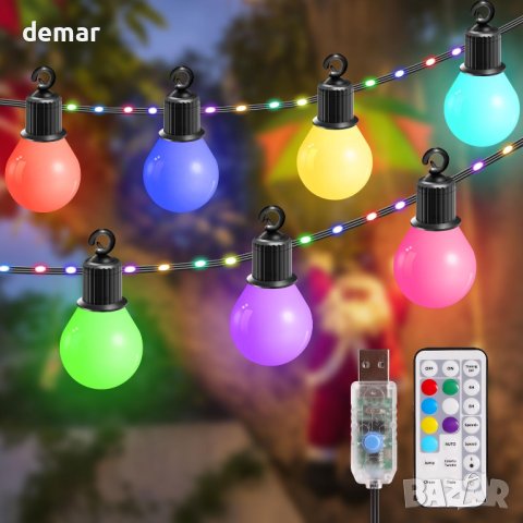 B-right 100 LED+20 крушки USB RGB гирляндни светлини, 12 режима 12,5M