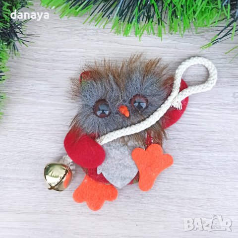3393 Коледна фигура за окачване Бухалче със звънче, снимка 2 - Декорация за дома - 39087208