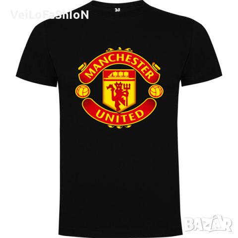 Нова мъжка тениска на футболния отбор Манчестър Юнайтед (Manchester United) в черен цвят 