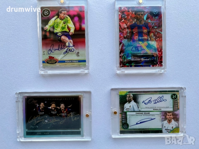 4 футболни карти:Ronaldinho,Yamal,Suarez+Neymar+Messi,Ronaldo+Zidane