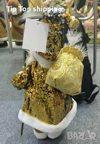 Луксозна коледна фигура Дядо Коледа в златно (50 / 70 / 90 см), снимка 3 - Декорация за дома - 52200582