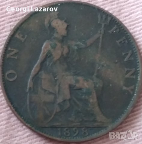 1 пени Великобритания 1898, снимка 2 - Нумизматика и бонистика - 37629633