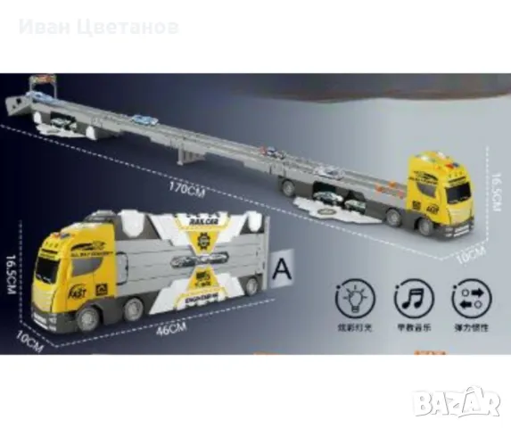 Трансформиращ се голям детски камион с рампа и колички, снимка 2 - Коли, камиони, мотори, писти - 48075654