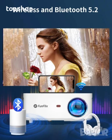 НОВ проектор FunFlix 828E проектор, 600 ANSI, собствен 1080P, LCD, HDMI, USB, AV, 15000 лумена..., снимка 4 - Плейъри, домашно кино, прожектори - 50529462