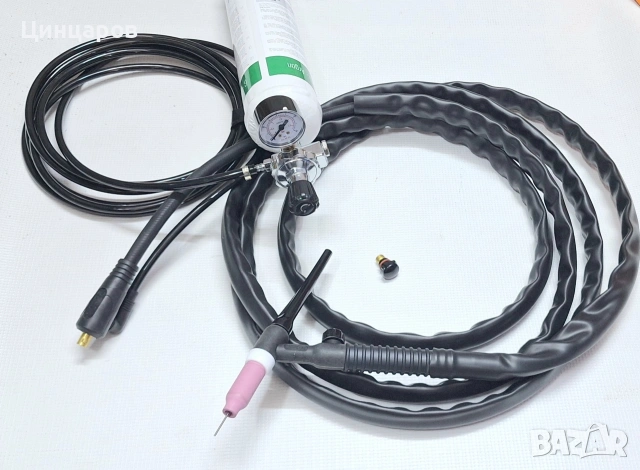 Аргон комплект-шланг, бутилка 110bar с обем 950мл./950 cm³, регулатор с часовник 