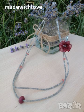 Ръчно изработено колие с розов кварц, снимка 2 - Колиета, медальони, синджири - 43243423